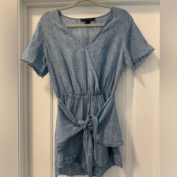 Sanctuary by Anthropologie Denim Chambray Romper Size Small Ties at Waist - Picture 6 of 6